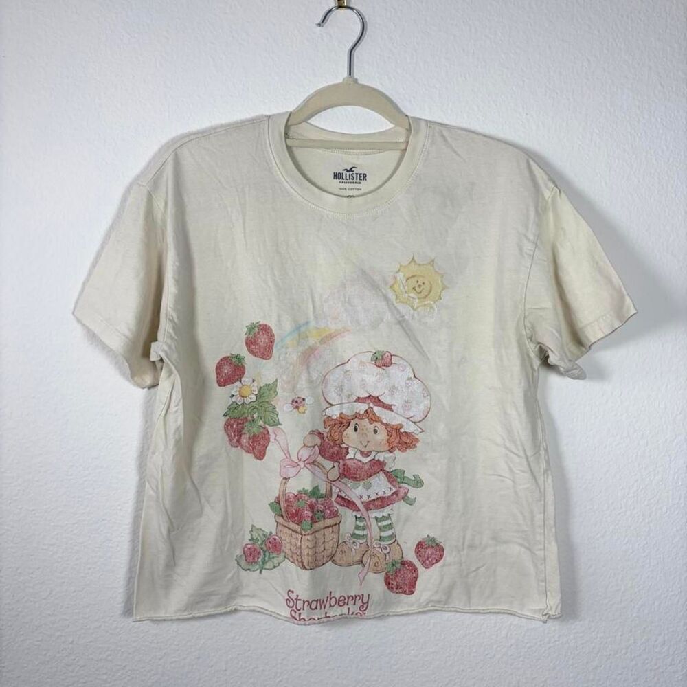 Hollister Strawberry Shortcake Y2K Cropped Graphic Tee Women's S Vintage Short